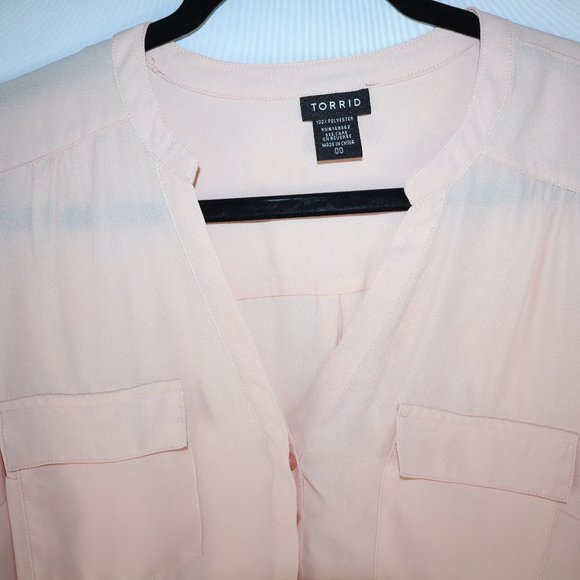 Torrid Blush Pink Harper Georgette Pullover 3/4 Sleeve Blouse Womens Size L (00) - Picture 4 of 12